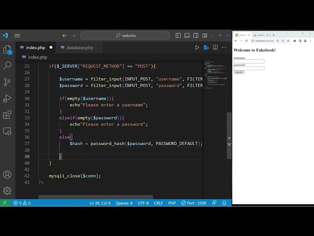 PHP registration form project