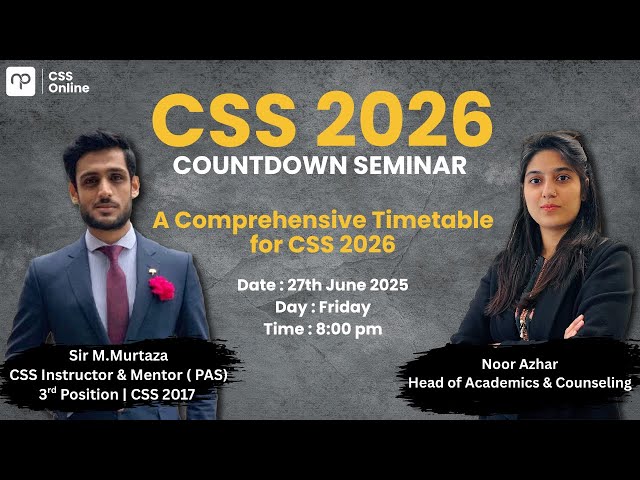🔥 CSS Topper’s Secret Study Plan for 2026 📚 | FREE Seminar with PAS Officer 🎓✨