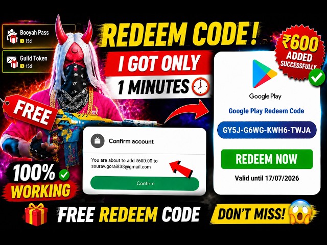 🔥 ₹600 Google Play Redeem Code 2026 🎁 New Code Released Today | Don't Miss!