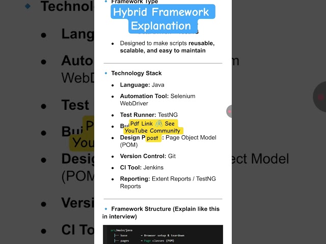Explain Hybrid Automation Framework | Automation Testing Interview Questions