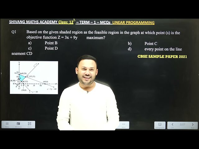 IMPORTANT MCQ | TERM 1 Class 12   | LEC 1 I LINEAR PROGRAMMING  | BOAR EXAM 2021-22