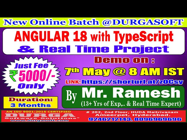 ANGULAR 18 with TypeScript Online Training @ DURGASOFT