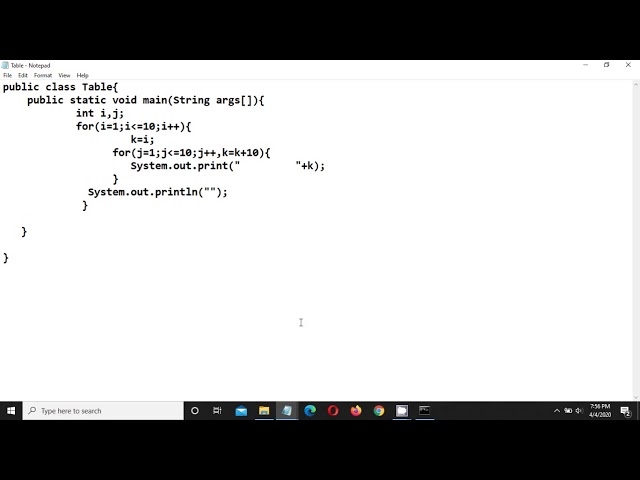 NESTED FOR LOOP IN JAVA | PATTERN IN JAVA | NUMBER 1 TO 100 IN TABULAR FORM