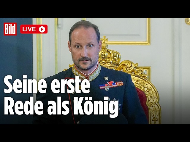 Haakon VIII. hält seine erste Rede als neuer norwegischer König | BILD LIVE
