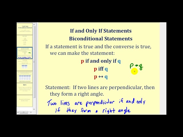 Truth Table for the Biconditional Statement