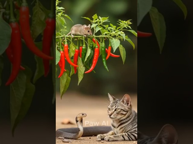 Snake Tries to Catch Mouse, But Cat Saves the Day! 🐍🐭🐱
