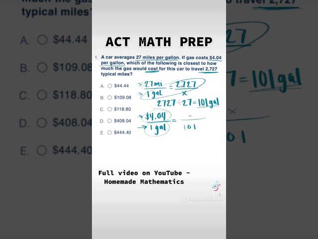 Rates and Proportions | ACT Math Prep Series Question 1 | ACT.ORG Practice Test | Mathematics