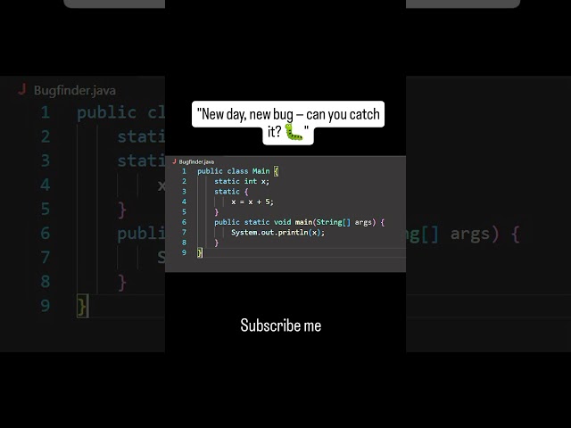 🔍 Find the bug if you can!🎯 Learn Java in a fun & challenging way💡 Short Java codes, real bug #codar