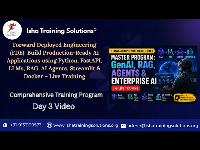 FDE Day3 On 27th July 2026.Pls contact or WhatsApp us on +91-9133190573 to enroll.