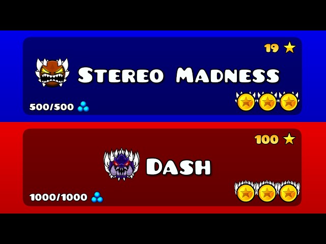 All Geometry Dash Levels EXTREMELY BUFFED (Stereo Madness - Dash)