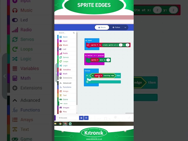 BBC micro:bit coding in 60 seconds - Sprites to the Edge