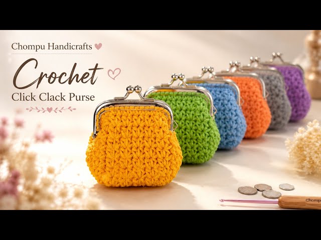 Easy Crochet Coin Purse 💰Crochet Click Clack Wallet Handmade🎁💕 Crochet Gift Ideas 🎁💕