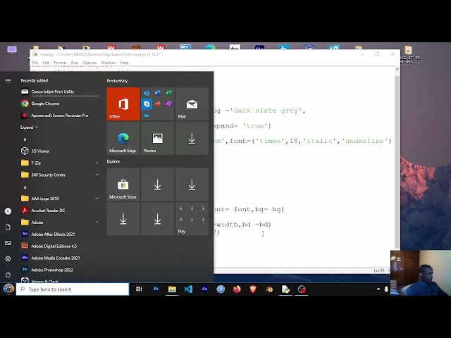 how to create Registration From with python tkinter