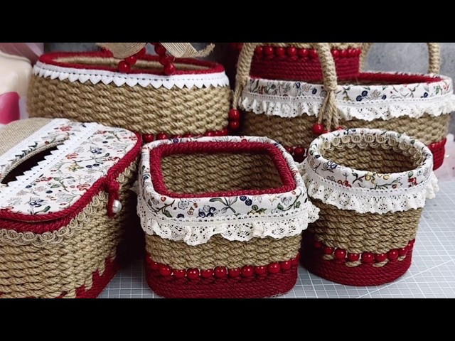 DIY: Jute Rope Idea, How to DIY Basket with Foam Board #diy #handmade #craft