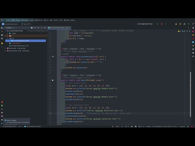 Implementasi Bubble Sort dan Selection Sort dengan Java | Project Akhir Algoritma dan Struktur Data