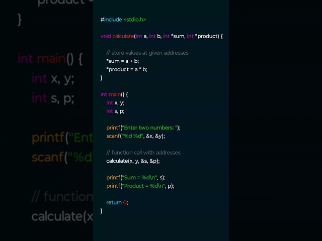 Return Multiple Values in C | Functions & Pointers Logic | #clanguage #cprogramming #codingtips