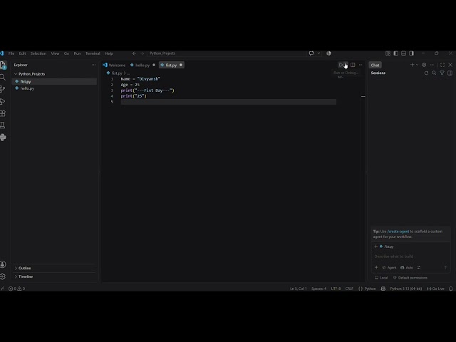 Python Day 1 🐍 | Python Programming for Beginners #shorts #Python #Coding #Programming 