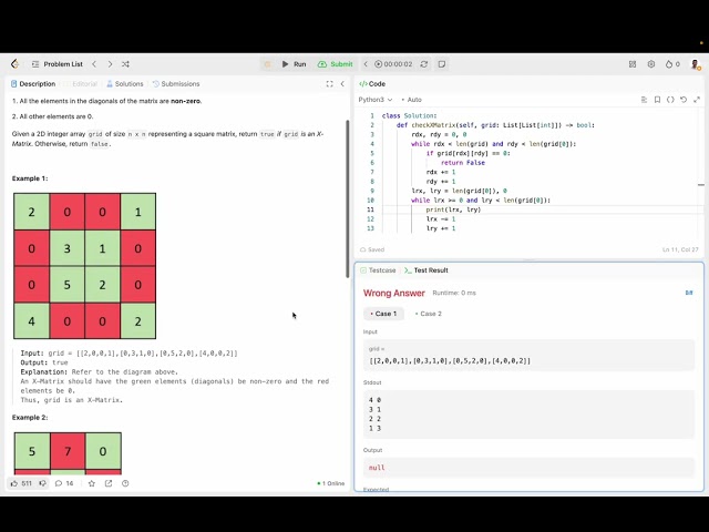 Check If Matrix Is X-Matrix