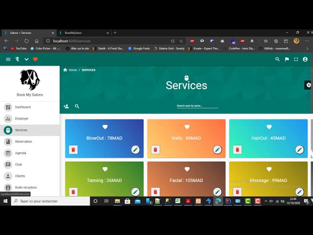 BookMySalons (app web)(Spring Boot + Angular 9 + Codeigniter)