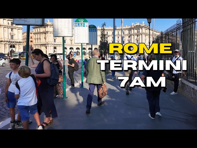 Roma, Italia 🇮🇹 Esto es lo que ocurre en Roma Termini ANTES de la hora punta | Roma Walks 4K