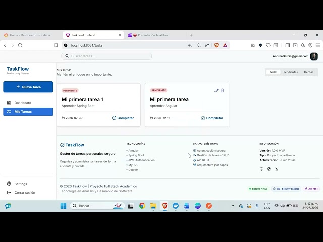 TaskFlow - Sistema de Gestión de Tareas | Proyecto ADSO