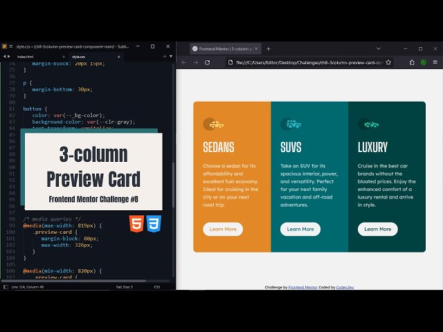 3-column Preview Card - Challenge #8 | HTML CSS | ASMR | Frontend Mentor