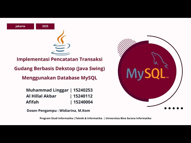 Tugas Akhir Sistem Basis Data: Aplikasi Inventaris Gudang (Java Swing & MySQL) - Kelompok 19 UBSI