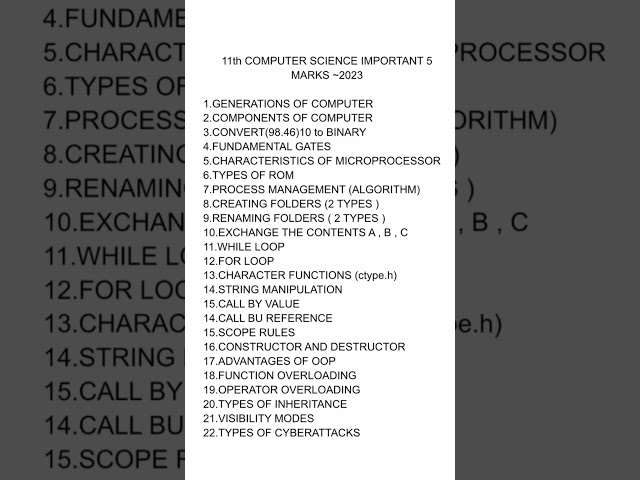 11th computer important 5 mark questions | 11th Computer science public exam Important questions