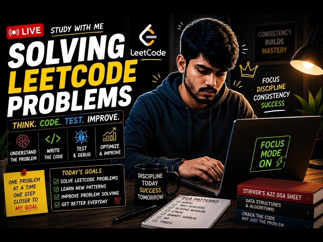 🔴 LIVE | Solving LeetCode Problems 💻 | DSA Practice + Coding Interview Prep | Study With Me