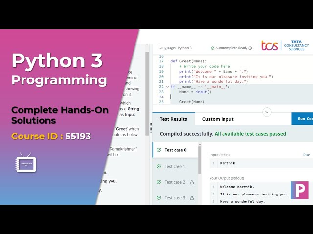 Python 3 Programming Hands-on | Fresco Play Hands on Solution #tcs