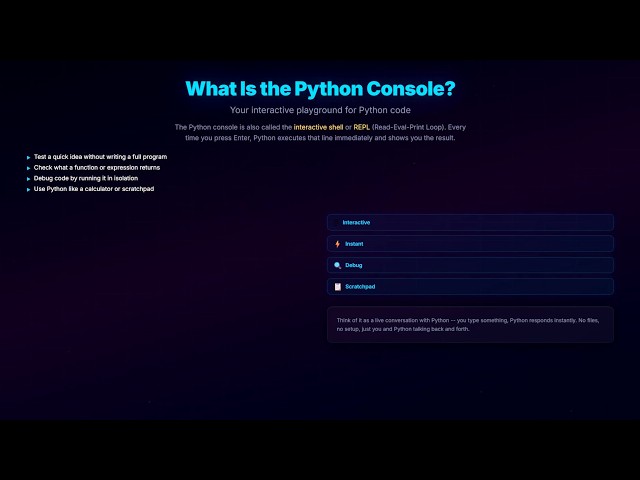 What is Python consoles? A Complete Beginner's Guide with Animation and Note