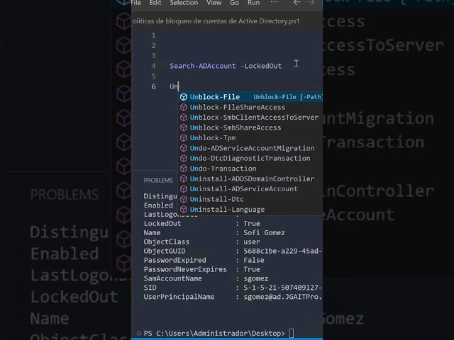 Busca y desbloquea cuentas de usuarios de #ActiveDirectory FACILMENTE con #PowerShell