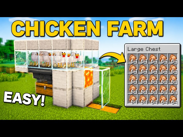 🔥 NEW UPDATED Minecraft Java 1.21+ Chicken Farm Tutorial 😱 Unlimited Chicken & Food Farm! Easy