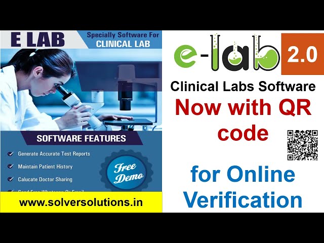 ELab 2.0: Clinical Lab Software: Print QR code on Test Report 4 Online Verification anywhere anytime