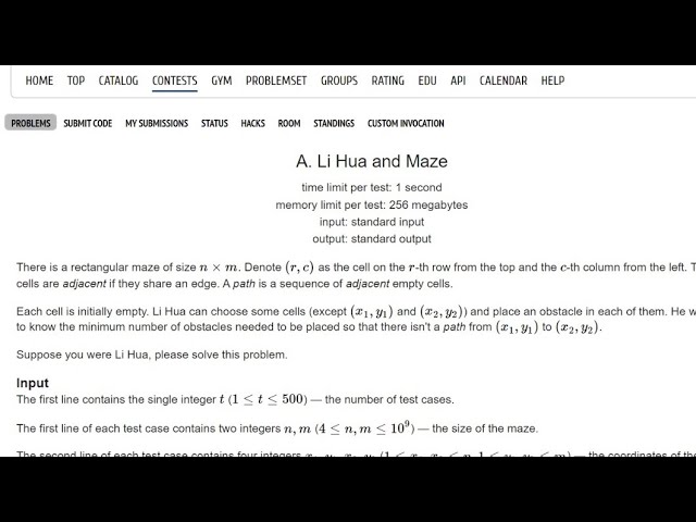 A. Li Hua and Maze codeforces solution in c++ || Codeforces Round 864 (Div. 2)
