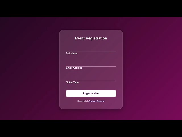 How To Create Event Registration Form With HTML & CSS