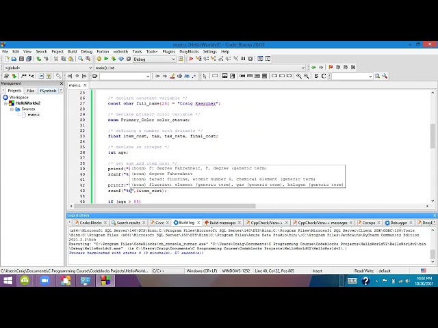 If/Else, ENUM, and Constants In C