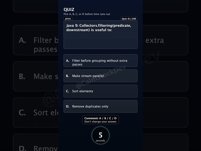Quiz-161 | Collectors.filtering purpose? | #shorts #java #quiz