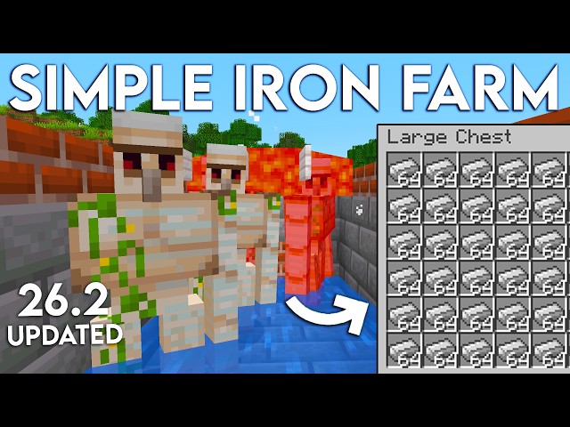 NEW UPDATED Minecraft Java 26.2 IRON FARM TUTORIAL