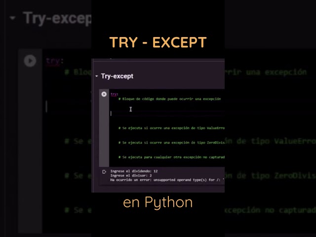 TRY - EXCEPT en Python #python #programacion #aprenderpython