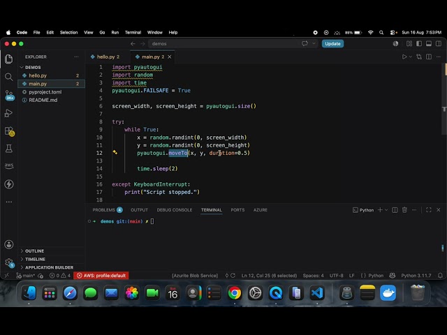 Make a Python Bot to Move Your Mouse Automatically! 🖱️🤖 #shorts #python #coding
