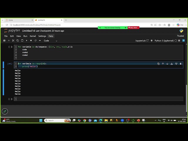2026 08 07 for loop