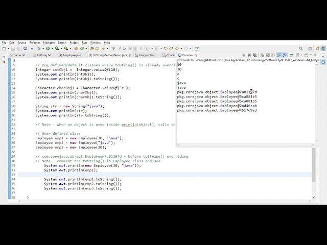 Java Object class - methods - 2. toString() - Explanation