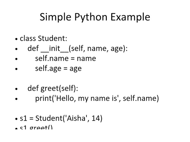 Python class with example 