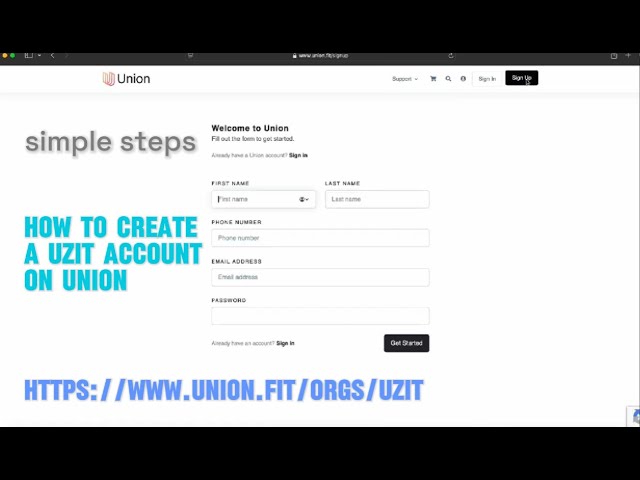 how to create a UZIT account on Union