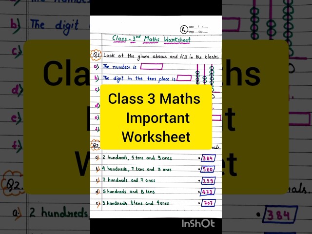Class 3 Maths| Class 3 Maths Worksheet| Maths Worksheet #class3 #worksheets #cbse #ncert #maths