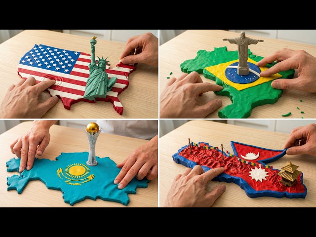 Which Country Clay Would You Reshape? 🌍 (104 Countries) AI ASMR Landmark Reveal Compilation