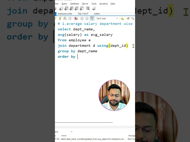 SQL Interview Question: Average Salary per Dept 👨‍💻 Subscribe for SQL, Python tutorials  #coding