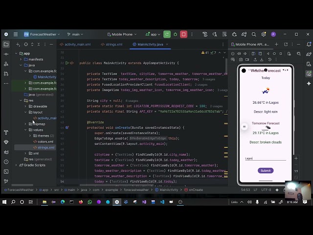 Weather Forecast APP in Java Android Studio