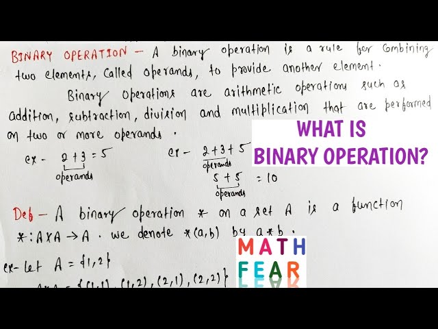 WHAT IS BINARY OPERATION? | RELATION AND FUNCTION | NCERT CLASS 12TH MATH | MATH FEAR